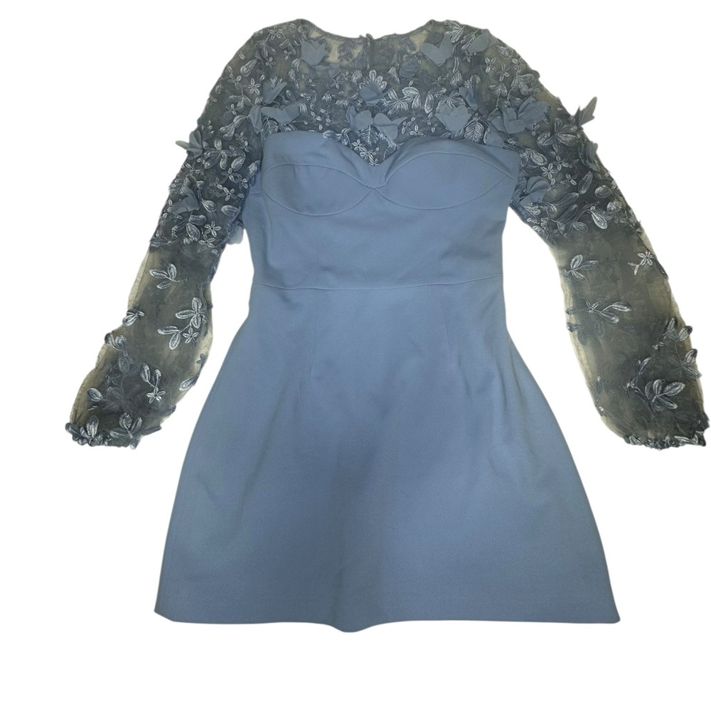 NWT Dress The Population MILA Embellished Lace Trim Long Sleeve Mini Dress m - Picture 6 of 16